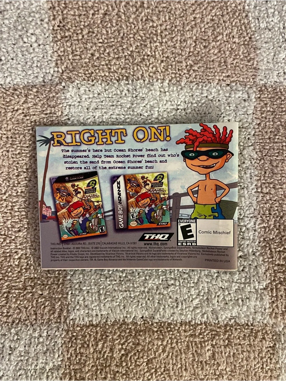 Gameboy SpongeBob SquarePants Revenge of the Flying Dutchman instruction booklet